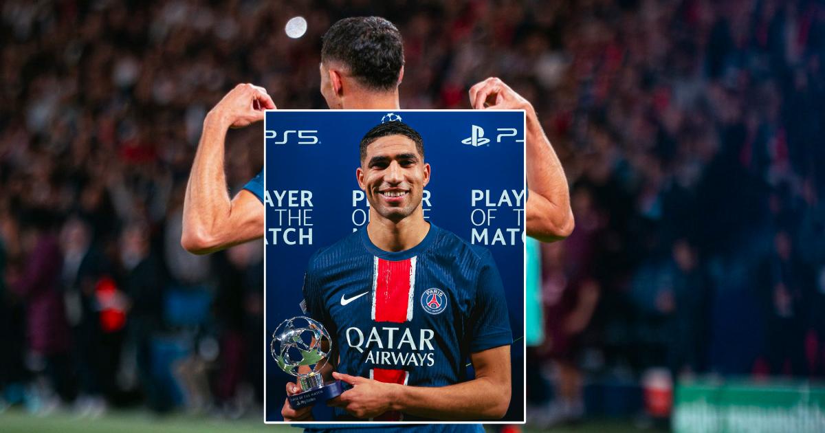 المغربي أشرف حكيمي أفضل لاعب في نصف نهائي الأبطال ضد أرسنال