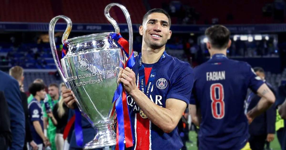 حكيمي يتألق ويتوَّج ضمن التشكيلة المثالية لدوري أبطال أوروبا 2024–2025