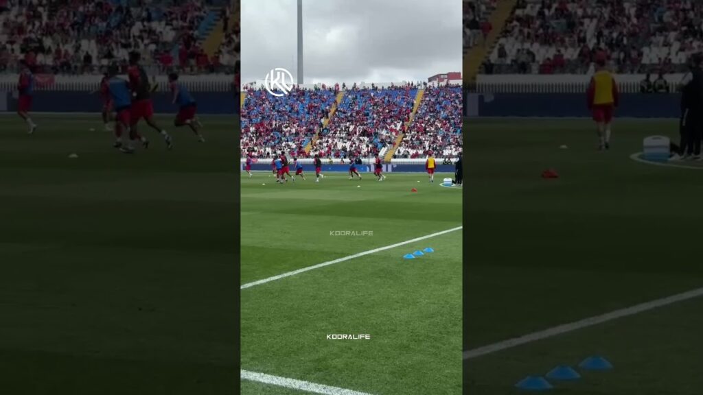 إحماء لاعبي الوداد قبل مواجهة رجاء بني ملال في منافسة كأس العرش