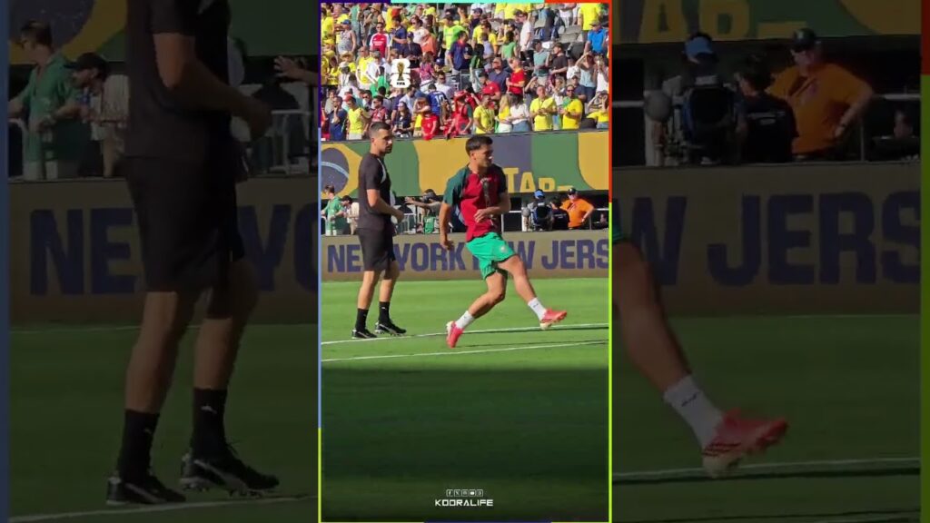 إحماء لاعبي المنتخب المغربي مواجهة البرازيل 🔥🔥